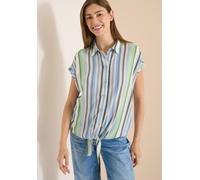 Kurzarmbluse CECIL, Damen, Gr. XXL (46), bunt (light sky blau), Stoff, 100% Viskose, gestreift, normal normal, V-Ausschnitt, abgesteppt, Blusen, aus softer Viskose (56036119-XXL) light sky blau