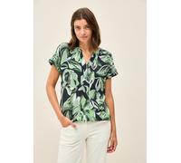Kurzarmbluse CECIL, Damen, Gr. XXL (46), grün (ink grün), Stoff, 100% Viskose, gemustert, normal normal, Rundhals, Umschlagbund, Blusen, aus softer Viskose (93970133-XXL) ink grün