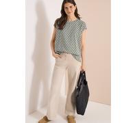 Kurzarmbluse CECIL, Damen, Gr. XXL (46), khaki, Stoff, 100% Viskose, gemustert, klassisch normal, Rundhals, abgesteppt, Blusen, mit grafischem Muster (14073867-XXL) khaki