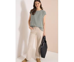 Kurzarmbluse CECIL, Damen, Gr. XXL (46), khaki, Stoff, 100% Viskose, gemustert, klassisch normal, Rundhals, abgesteppt, Blusen, mit grafischem Muster (14073867-XXL) khaki