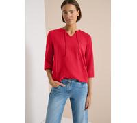 Kurzarmbluse CECIL, Damen, Gr. XXL (46), rot (fresh rot), Web, 55% Leinen, 45% Viskose, unifarben, klassisch normal, Rundhals, normaler Saum, Blusen, mit Leinenanteil (77153146-XXL) fresh rot