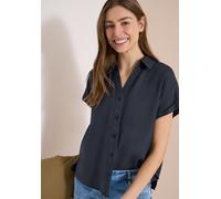 Kurzarmbluse CECIL, Damen, Gr. XXL (46), schwarz (volcanic grau), Web, 100% Leinen, unifarben, klassisch normal, Rundhals, Bündchen, Blusen, aus Leinen (51551601-XXL) volcanic grau