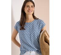 Kurzarmbluse CECIL, Damen, Gr. XXL (46), universal blau, Stoff, 100% Viskose, gemustert, klassisch normal, Rundhals, abgesteppt, Blusen, mit grafischem Muster (58689049-XXL) universal blau