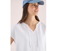 Kurzarmbluse CECIL, Damen, Gr. XXL (46), weiß, Stoff, Vorderseite: 100% Viskose. Rückseite: 95% Viskose, 5% Elasthan, unifarben, klassisch normal, V-Ausschnitt, abgesteppt, Blusen, mit Strukturmix (39