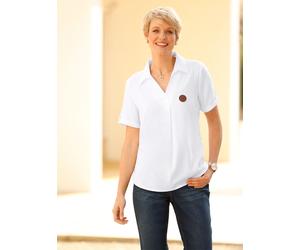 Kurzarmbluse CLASSIC BASICS, Damen, Gr. 40, weiß, 100% Viskose, unifarben, V-Ausschnitt, Blusen (15383531-40) weiß