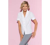 Kurzarmbluse CLASSIC BASICS, Damen, Gr. 44, weiß, 100% Polyester, unifarben, V-Ausschnitt, Blusen (65056769-44) weiß