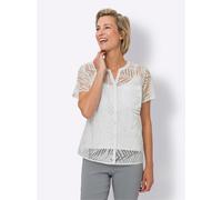 Kurzarmbluse CLASSIC BASICS, Damen, Gr. 54, weiß, 100% Polyester, unifarben, Rundhals, Blusen (60769510-54) weiß
