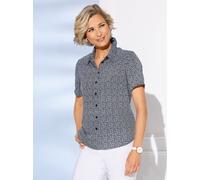 Kurzarmbluse CLASSIC BASICS, Damen, Gr. 56, blau (marine, weiß, bedruckt), 100% Polyester, bedruckt, geblümt, gemustert, Blusen (21948814-56) marine, weiß, bedruckt