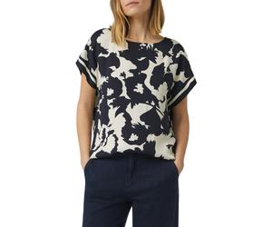 Kurzarmbluse COMMA, Damen, Gr. 38, blau beige, Obermaterial: 100% Viskose, bedruckt, regular fit taillenbedeckt, U-Boot-Ausschnitt, Blusen, mit All-Over Print (45394537-38) blau beige