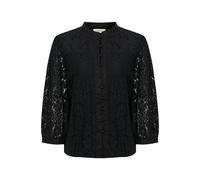Kurzarmbluse CREAM "Kurzarm-Bluse CRKaspis", Damen, Gr. 40, schwarz (pitch schwarz), Obermaterial: 85% Baumwolle CO. 15% Nylon NY., Blusen (68275935-40) pitch schwarz