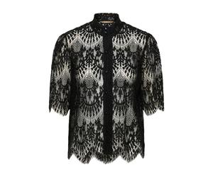 Kurzarmbluse CULTURE "Kurzarm-Bluse CUokram", Damen, Gr. S, schwarz, Obermaterial: 70% Nylon NY. 30% Baumwolle CO., Blusen (78292622-S) schwarz