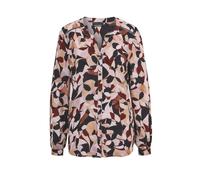 Kurzarmbluse GOLDNER "Bluse mit Tunika Ausschnitt", Damen, Gr. 38, schwarz (sand, stein, schwarz, gemustert), Obermaterial: 100% Viskose CV., figurumspielend, Manschette, Blusen, Knöpfe (32047934-38)