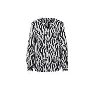 Kurzarmbluse GOLDNER "Bluse mit Tunika Ausschnitt", Damen, Gr. 48, schwarz (schwarz, weiß, gemustert), Obermaterial: 100% Viskose CV., figurumspielend, weit Manschette, Blusen, Knöpfe (85671238-48) sc