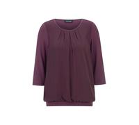 Kurzarmbluse GOLDNER "Chiffon-Shirt mit 3/4-Arm, Rundhals", Damen, Gr. 42, lila (aubergine), Obermaterial: 95% Viskose CV. 5% Elasthan EL., Casual, Sonstiges, Blusen, keine/nicht relevant (45346628-42