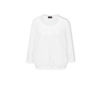 Kurzarmbluse GOLDNER "Chiffon-Shirt mit 3/4-Arm, Rundhals", Damen, Gr. 42, weiß, Obermaterial: 95% Viskose CV. 5% Elasthan EL., Casual, Sonstiges, Blusen, keine/nicht relevant (45231431-42) weiß