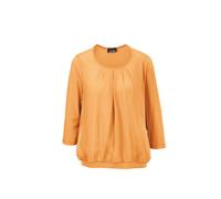 Kurzarmbluse GOLDNER "Chiffon-Shirt mit 3/4-Arm, Rundhals", Damen, Gr. 44, gelb (safran), Obermaterial: 95% Viskose CV. 5% Elasthan EL., Casual, Sonstiges, Blusen, keine/nicht relevant (90815646-44) s