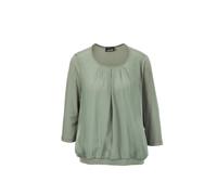 Kurzarmbluse GOLDNER "Chiffon-Shirt mit 3/4-Arm, Rundhals", Damen, Gr. 48, grün (baummoos), Obermaterial: 95% Viskose CV. 5% Elasthan EL., Casual, Sonstiges, Blusen, keine/nicht relevant (79447636-48)