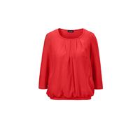 Kurzarmbluse GOLDNER "Chiffon-Shirt mit 3/4-Arm, Rundhals", Damen, Gr. 48, rot, Obermaterial: 95% Viskose CV. 5% Elasthan EL., Casual, Sonstiges, Blusen, keine/nicht relevant (54757143-48) rot