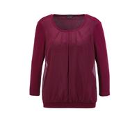 Kurzarmbluse GOLDNER "Chiffon-Shirt mit 3/4-Arm, Rundhals", Damen, Gr. 52, rot (bordeaux), Obermaterial: 95% Viskose CV. 5% Elasthan EL., Casual, Sonstiges, Blusen, keine/nicht relevant (10291001-52)