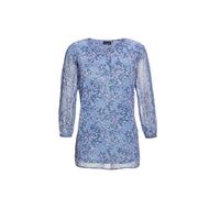 Kurzarmbluse GOLDNER "Chiffonbluse mit farbbrillantem Druck", Damen, Gr. 44, blau (taubenblau, marine, geblümt), Obermaterial: 100% Polyester PES., festlich, normal, Sonstiges, Blusen, Ohne (74592737-