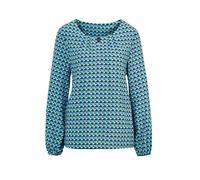 Kurzarmbluse GOLDNER "Druckbluse aus reiner Viskose", Damen, Gr. 38, blau (marine, gemustert), Obermaterial: 100% Viskose CV., Gummibündchen, Blusen, keine/nicht relevant (38645636-38) marine, gemuste