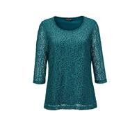 Kurzarmbluse GOLDNER "Elegantes Blusenshirt mit Glanzeffekt", Damen, Gr. 38, grün (smaragd), Obermaterial: 100% Polyester PES., Tubular, Blusen, Blickdicht durch eingearbeitetes Top (92067814-38) smar