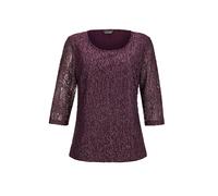 Kurzarmbluse GOLDNER "Elegantes Blusenshirt mit Glanzeffekt", Damen, Gr. 40, lila (beere), Obermaterial: 100% Polyester PES., eng Tubular, Blusen, Blickdicht durch eingearbeitetes Top (21453533-40) be