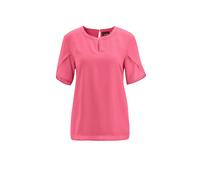 Kurzarmbluse GOLDNER "Elegantes Blusenshirt mit Rundhals", Damen, Gr. 44, pink, Obermaterial: 100% Polyester PES., figurumspielend, Chiffonbesatz, Blusen, Ohne (55837329-44) pink