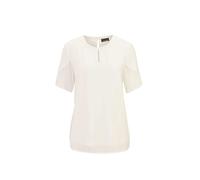 Kurzarmbluse GOLDNER "Elegantes Blusenshirt mit Rundhals", Damen, Gr. 52, beige (cremeweiß), Obermaterial: 100% Polyester PES., figurumspielend, Chiffonbesatz, Blusen, Ohne (83341231-52) cremeweiß