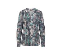 Kurzarmbluse GOLDNER "Elegantes Blusenshirt mit V-Ausschnitt", Damen, Gr. 44, grün (petrol, gemustert), Obermaterial: 95% Polyester PES. 5% Elasthan EL., Blusen (79343828-44) petrol, gemustert