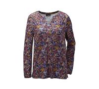 Kurzarmbluse GOLDNER "Elegantes Blusenshirt mit V-Ausschnitt", Damen, Gr. 52, blau (marine, gemustert), Obermaterial: 95% Polyester PES. 5% Elasthan EL., Blusen (69499012-52) marine, gemustert