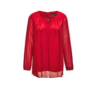 Kurzarmbluse GOLDNER "Festliche Bluse mit Chiffonüberwurf und Schmuckelement", Damen, Gr. 40, rot, Obermaterial: 92% Polyester PES. 8% Elasthan EL., festlich, figurumspielend, Gummibündchen, Blusen, M