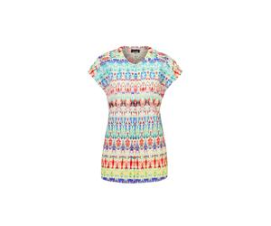 Kurzarmbluse GOLDNER "Kurzarm Printbluse für Damen multicolor", Damen, Gr. 44, bunt (bunt, gemustert), Obermaterial: 100% Viskose CV., Sonstiges, Blusen, Knöpfe (57888839-44) bunt, gemustert