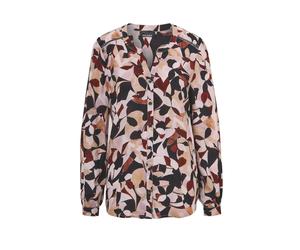 Kurzarmbluse GOLDNER "Kurzgröße Bluse mit Tunika Ausschnitt", Damen, Gr. 20, schwarz (sand, stein, schwarz, gemustert), Obermaterial: 100% Viskose CV., figurumspielend, weit Manschette, Blusen, keine/