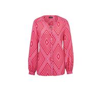 Kurzarmbluse GOLDNER "Kurzgröße Bluse mit Tunika Ausschnitt", Damen, Gr. 23, rot (rot, pink, gemustert), Obermaterial: 100% Viskose CV., figurumspielend, weit Manschette, Blusen, keine/nicht relevant