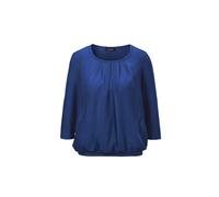 Kurzarmbluse GOLDNER "Kurzgröße Chiffon-Shirt mit 3/4-Arm, Rundhals", Damen, Gr. 19, blau (royalblau), Obermaterial: 95% Viskose CV. 5% Elasthan EL., Casual, Gerade, Blusen, keine/nicht relevant (9257