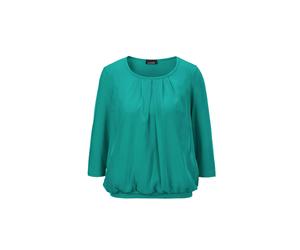 Kurzarmbluse GOLDNER "Kurzgröße Chiffon-Shirt mit 3/4-Arm, Rundhals", Damen, Gr. 21, grün (smaragdgrün), Obermaterial: 95% Viskose CV. 5% Elasthan EL., Casual, Gerade, Blusen, keine/nicht relevant (72