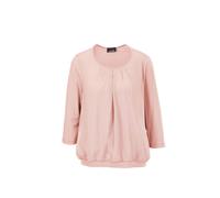 Kurzarmbluse GOLDNER "Kurzgröße Chiffon-Shirt mit 3/4-Arm, Rundhals", Damen, Gr. 24, orange (melba), Obermaterial: 95% Viskose CV. 5% Elasthan EL., Blusen (76282559-24) melba