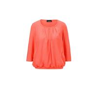 Kurzarmbluse GOLDNER "Kurzgröße Chiffon-Shirt mit 3/4-Arm, Rundhals", Damen, Gr. 24, orange (papaya), Obermaterial: 95% Viskose CV. 5% Elasthan EL., Blusen (81195129-24) papaya