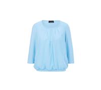 Kurzarmbluse GOLDNER "Kurzgröße Chiffon-Shirt mit 3/4-Arm, Rundhals", Damen, Gr. 25, blau (bleu), Obermaterial: 95% Viskose CV. 5% Elasthan EL., Casual, Gerade, Blusen, keine/nicht relevant (67581830-
