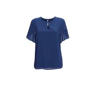 Kurzarmbluse GOLDNER "Kurzgröße Elegantes Blusenshirt mit Rundhals", Damen, Gr. 22, blau (royalblau), Obermaterial: 100% Polyester PES., figurumspielend, Chiffonbesatz, Blusen, Ohne (64483848-22) roya