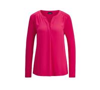 Kurzarmbluse GOLDNER "Kurzgröße Elegantes Chiffonshirt, Jersey-Details", Damen, Gr. 23, rosa (pink), Obermaterial: 50% Polyester PES. 47% Viskose CV. 3% Elasthan EL., Gerade, Blusen, Schlitz (59898663