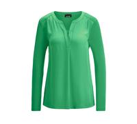 Kurzarmbluse GOLDNER "Kurzgröße Elegantes Chiffonshirt mit Jersey-Details", Damen, Gr. 19, grün, Obermaterial: 50% Polyester PES. 47% Viskose CV. 3% Elasthan EL., eng Gerade, Blusen, Schlitz (89851845