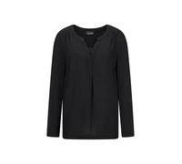 Kurzarmbluse GOLDNER "Kurzgröße Elegantes Chiffonshirt mit Jersey-Details", Damen, Gr. 20, schwarz, Obermaterial: 50% Polyester PES. 47% Viskose CV. 3% Elasthan EL., eng Gerade, Blusen, Schlitz (20932