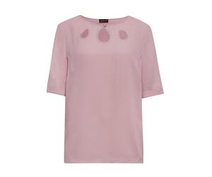 Kurzarmbluse GOLDNER "Kurzgröße Feminine Bluse mit aufregender Ausschnittlösung", Damen, Gr. 22, rosa (rosenquarz), Obermaterial: 100% Polyester PES., festlich, normal, Sonstiges, Blusen, Ohne (649074