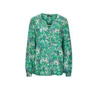Kurzarmbluse GOLDNER "Kurzgröße Florale Viskosebluse Langarm", Damen, Gr. 23, grün (grün, gemustert), Obermaterial: 100% Viskose CV., Manschette, Blusen, Knopfleiste (88799037-23) grün, gemustert