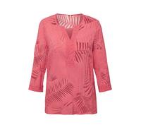 Kurzarmbluse GOLDNER "Kurzgröße Leger geschnittene Ausbrennerbluse", Damen, Gr. 19, pink (dahlie), Obermaterial: 100% Polyester PES., Modisch, Gerade, Blusen, keine/nicht relevant (13832904-19) dahlie
