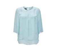 Kurzarmbluse GOLDNER "Kurzgröße Luftige Chiffonbluse mit Pailletten", Damen, Gr. 20, blau (blautürkis), Obermaterial: 100% Polyester PES., Blusen (29211065-20) blautürkis