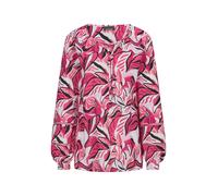 Kurzarmbluse GOLDNER "Kurzgröße Viskosebluse mit floralem Muster", Damen, Gr. 21, pink (pink, gemustert), Obermaterial: 100% Viskose CV., figurumspielend, Blusen, Spitzenbänchen im Ärmel (43950660-21)