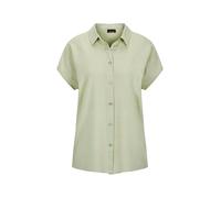 Kurzarmbluse GOLDNER "Kurzgröße Viskosebluse mit Hemdkragen", Damen, Gr. 24, grün (salbei), Obermaterial: 100% Viskose CV., figurumspielend, Blusen, Sattel am Rückteil mit Kellerfalte (53806316-24) sa
